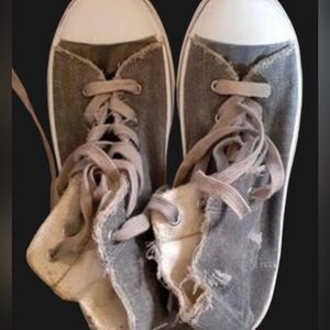 Maurices Vintage Distressed Canvas High Top Sneakers | Retro Grunge Style Shoes